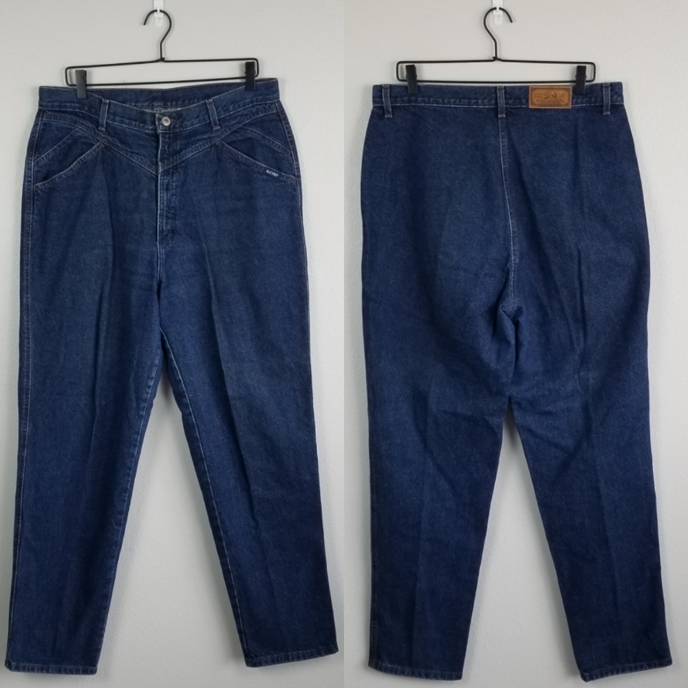Vintage 90s Rocky Mountain High Rise Mom Straight Leg Rigid Denim Jeans Sz 17/18